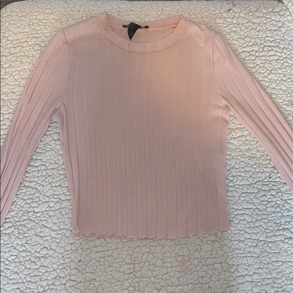 Nude Pink FOREVER 21 long sleeve crop top